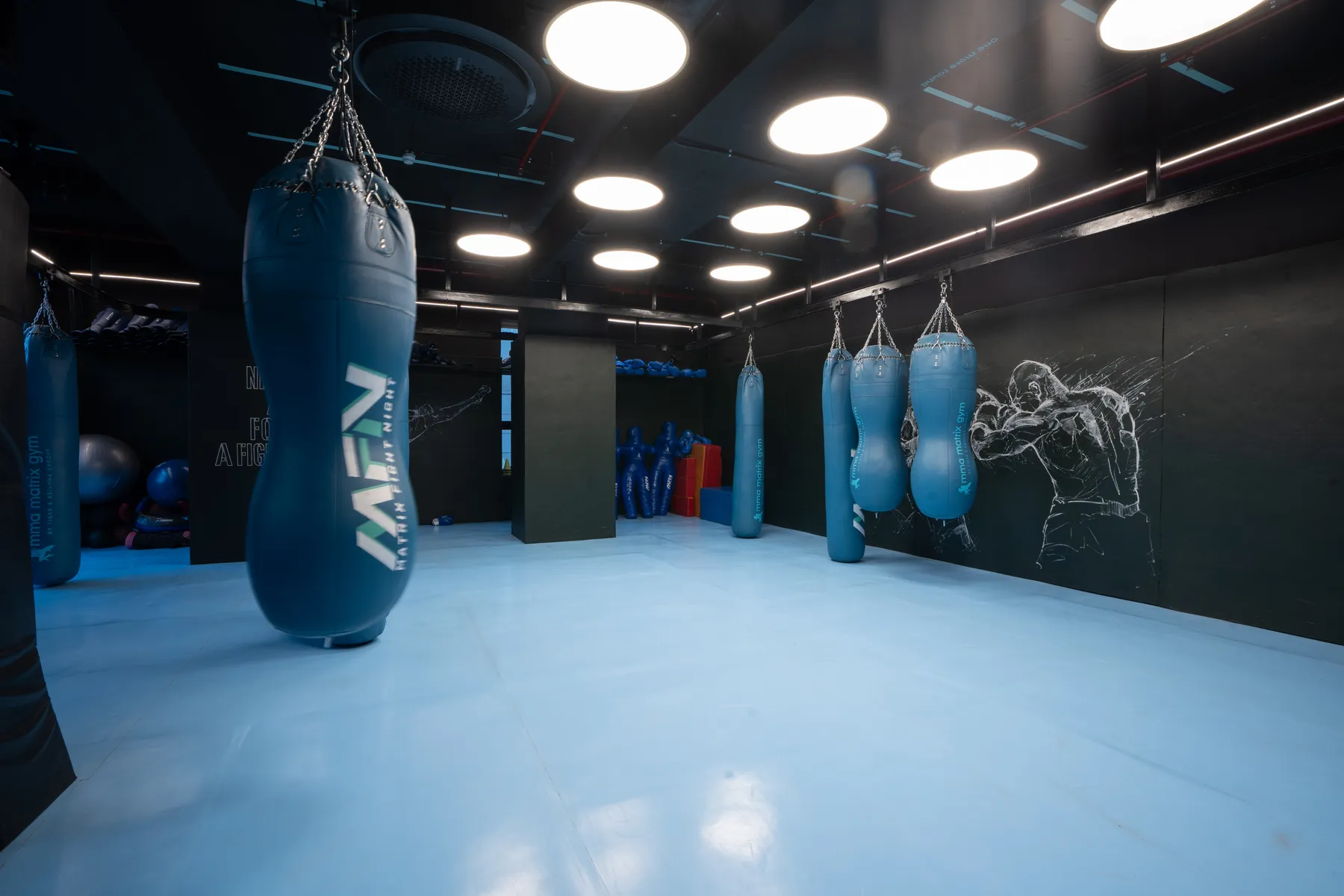 The MFN bag room and combat zone at MMA Matrix Gym, Mumbai